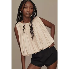 Anthropologie Mare Mare Pleated Sleeveless Top Cream XL NWT Blouson Tank