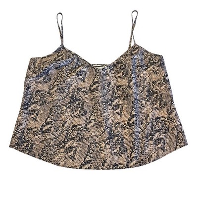 Veronica Beard Silk Cami Exotic Snake Print VNeck Adjustable Spaghetti Strap S