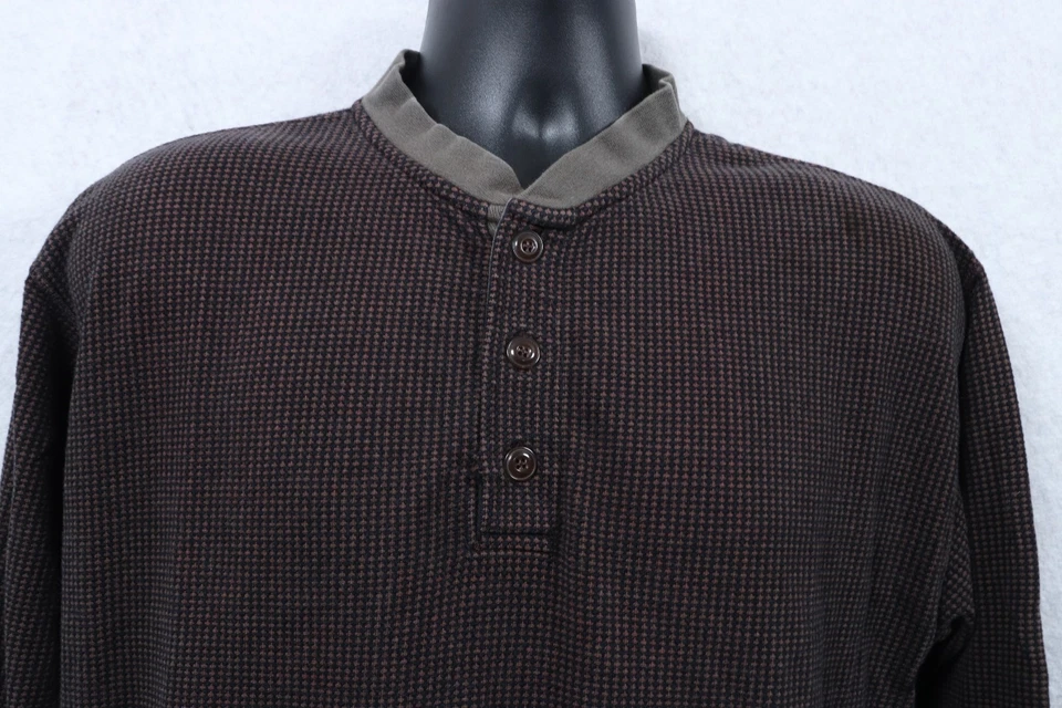VTG St. John's Bay Men's Waffle Thermal Shirt Henley Medium Long-sleeve Outdoor - Image 2 of 4