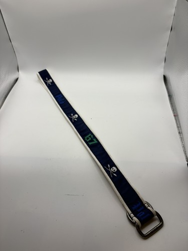 Polo Ralph Lauren Skull & Cross Oars '67' D-Ring Belt- Blue/White/Green 36 in.