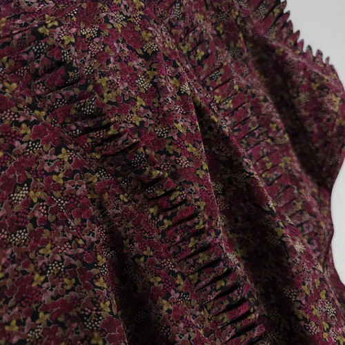 No. 6 Store Dress Womens 1/Small Burgundy Floral Silk Shift Lightweight Ruffles - Picture 7 of 10