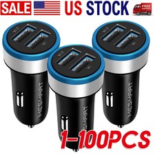 US Fast USB C Charging Adapter Cigarette Lighter Black Dual USB Car Charger Lot