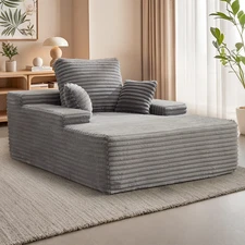 66" Boneless Couch Sofa Chiar Lounge Chair Indoor Upholstered Corduroy Couch