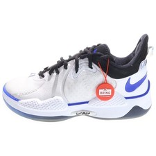 NIKE PG 5 PS EP CZ0099-100 PlayStation Low Cut Sneakers White blue US8 26cm Used