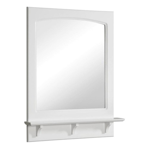 Concord Bathroom Vanity Wall Mirror Wood Framed with Shelf in White 24-Inch - Picture 1 of 7