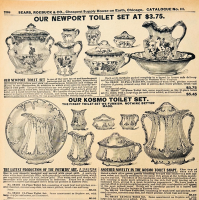 #ad 1901Pottery Toilet Sets Reproduction Advertisement Sears Home Decor DWU17B $19.99