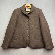JOULES Tweed Jacket UK 16 Brown Hacking Blazer Herringbone HARBER Country Wool