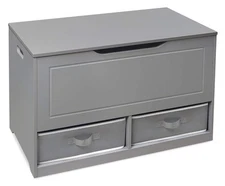 Toy Box with Storage Bench with Safety Hinge – Gray Chest & Seat Combo with 2...