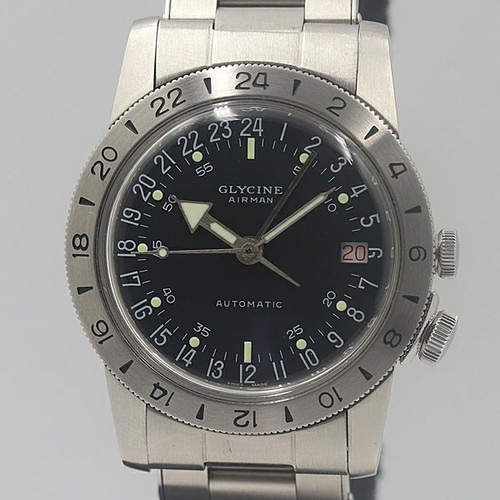 Glycine Airman GL0158 Automatic Black Dial Men's Watch Wrist 18.5cm 7.28"