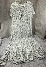 Sonoma Dress Womens 0X Floral Boho Midi Tassel Rayon Lightweight Summer Casual