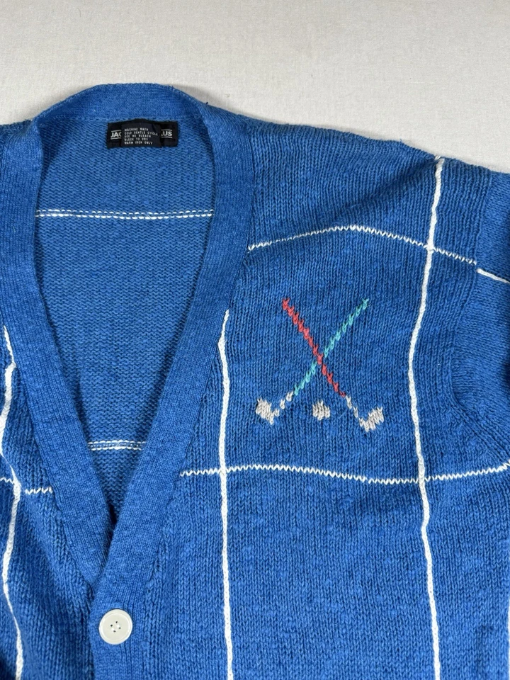 Cárdigan Vintage Jack Nicklaus Hombres Talla L Azul EE. UU. Abuelo Suéter Club de Golf Retro Foto 3 de 4