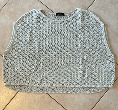 Monari Damen Strickpullover Beige Gr. 36 Ärmellos Rundhals ohne Muster
