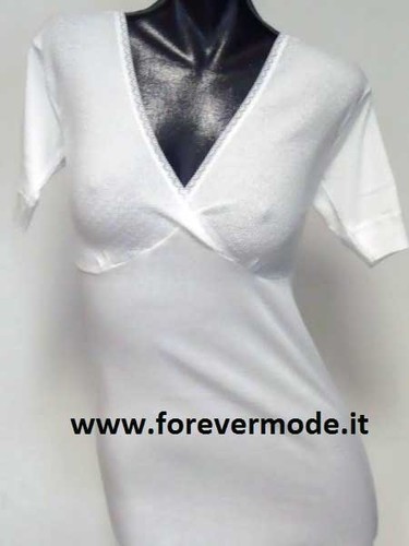 6 Gicipi Damen T-Shirts Kurzarm Baumwolle mit Brustform und Spitze Art 110MMD - Bild 2 von 2