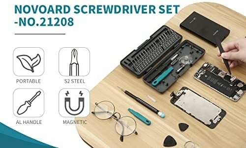 Mini Magnetic Screwdriver Set Case Repair Tool Kit for Electronics with S2 Bit..