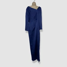 $580 Rickie Freeman by Teri Jon Women's Blue Draped Asymmetrical Dress Size 14