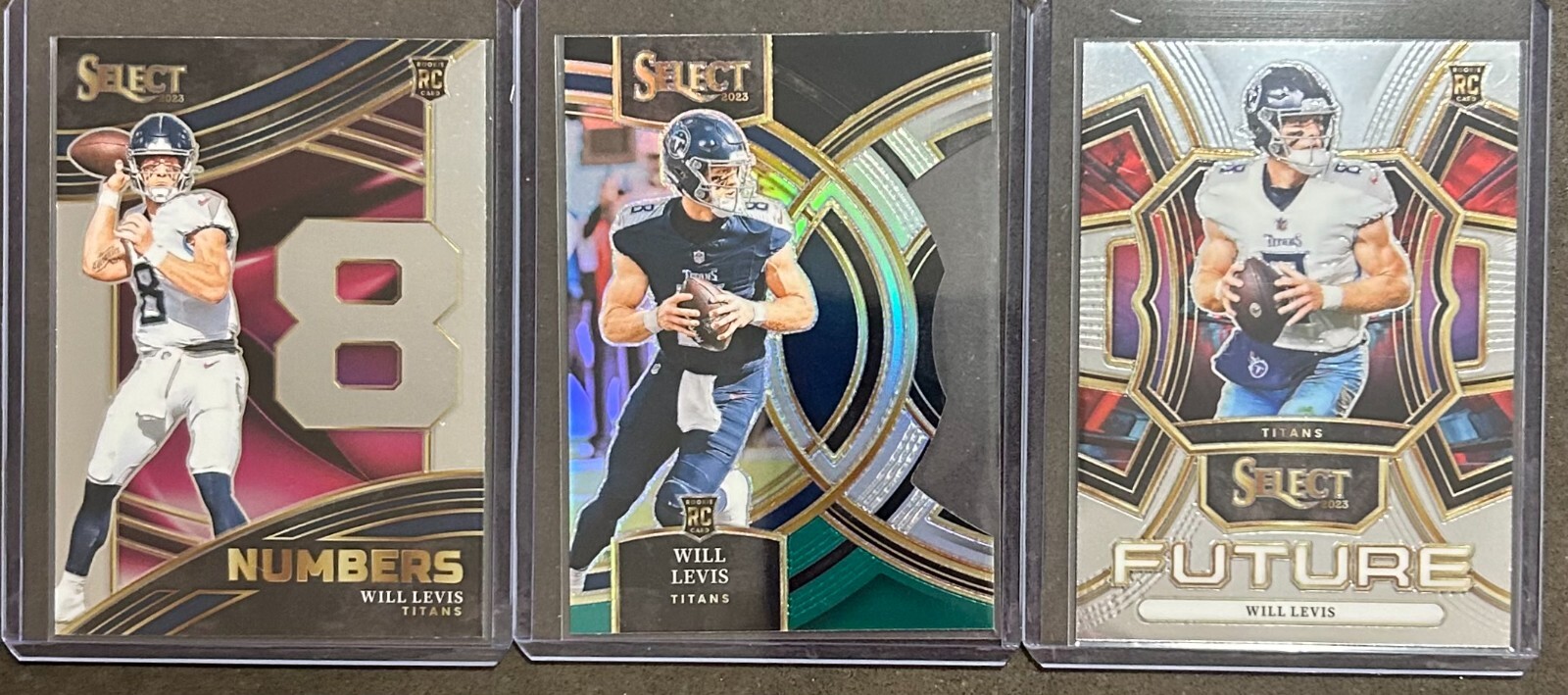2023 Panini Select Football Will Levis 3 Card Rookie Insert/Parallel Trading Lot