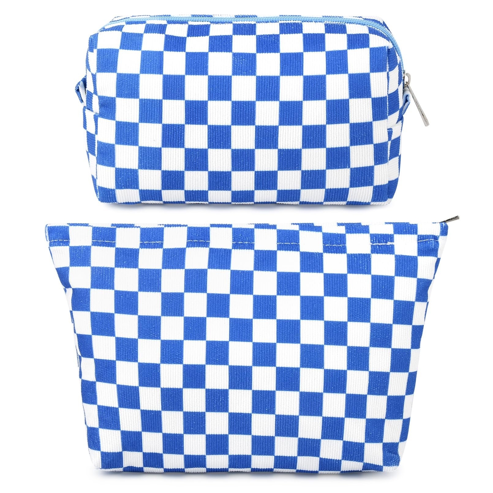 SOIDRAM 2 Pcs Checkered Makeup Bag Large Cosmetic Toiletry Pouch Travel Organizer