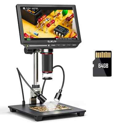 4K Digital Microscope 8'' Coin Microscope 2000x,52MP HDMI Soldering Microscope