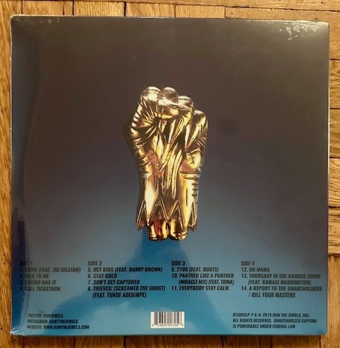 Run the Jewels 3 - 4X180gm SOLID GOLD+BLUE Colored Vinyl LP LTD 4LP RTJ005LP - Picture 2 of 3