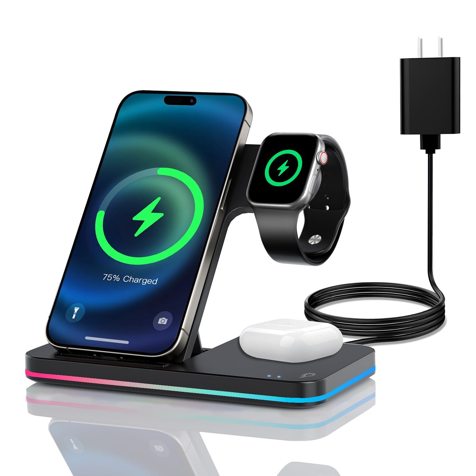 3 in 1 Charging Station Wireless Charger iPhone Fast Magsafe Charger Foldable...