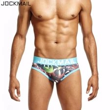 Men Sexy Low Waist Underwear Lingerie Snake Print Gay Jockstraps Ice Silk Briefs