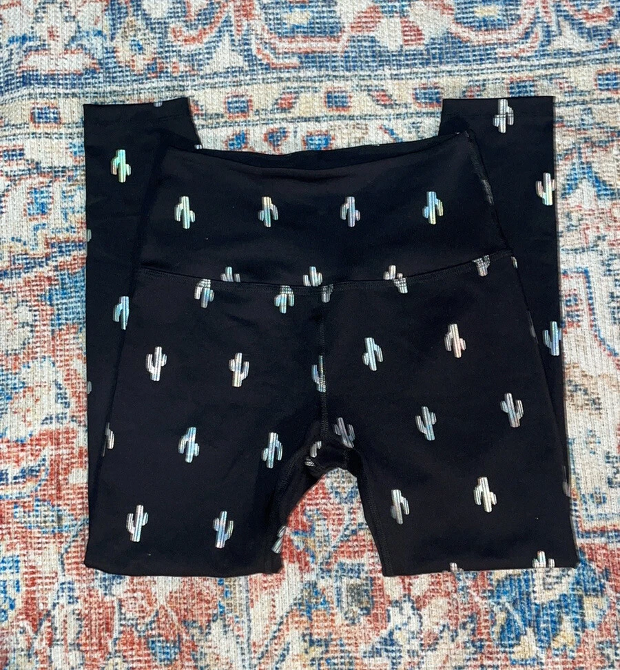 beyond-yoga high waisted 7/8 silver dizzy cactus leggings