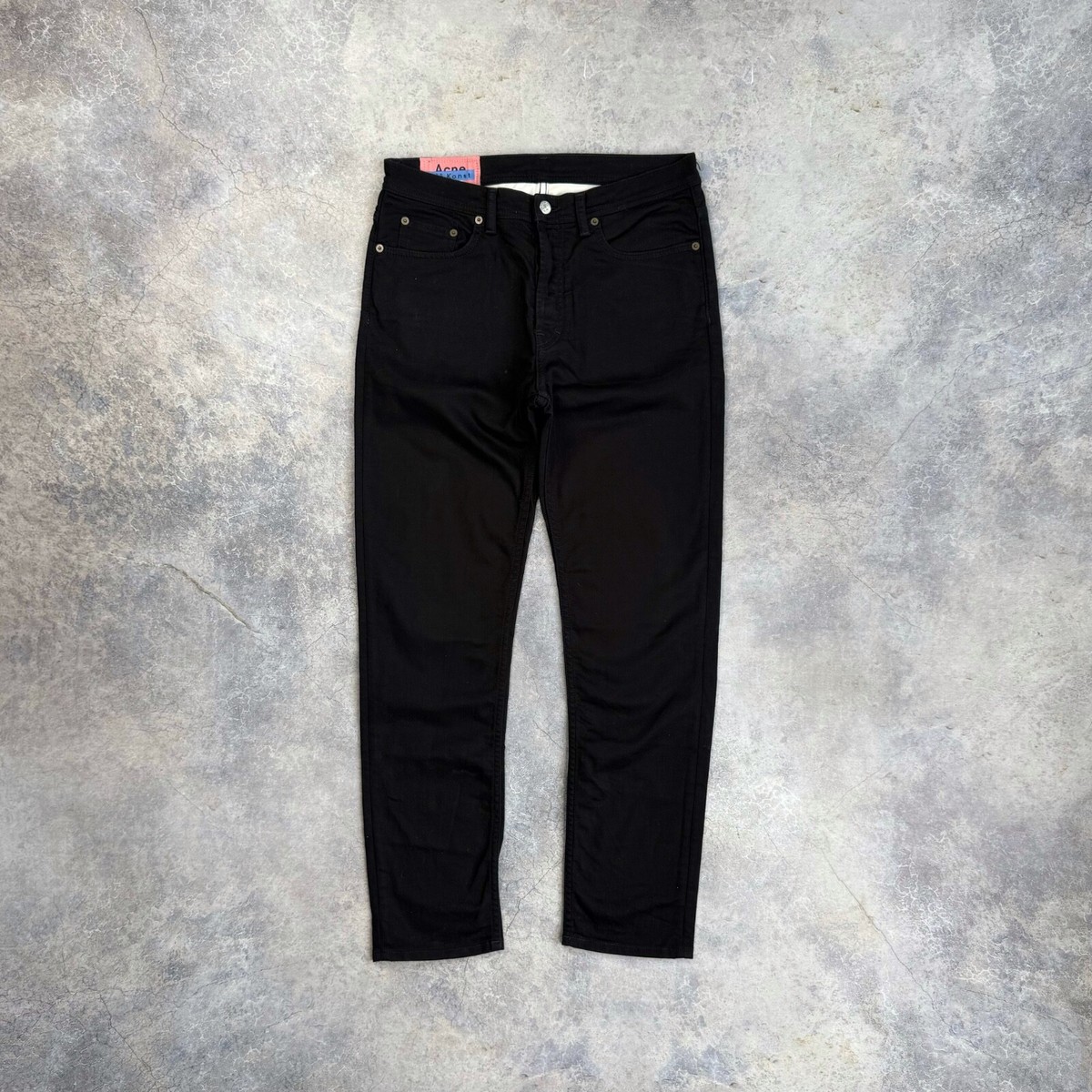 ACNE STUDIOS BLA KONST RIVER STAY BLACK BUTTON FLU SLIM JEANS SIZE 31x34