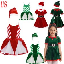 Girls Christmas Elf Mrs Santa Claus Cosplay Costumes Festive Suit Fancy Dress