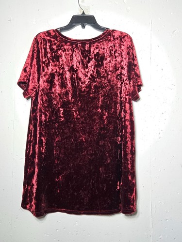 Spring + Mercer Womens Red Velvet Legging Tee V-Neck Top Size XL Stretch Casual - Picture 2 of 9
