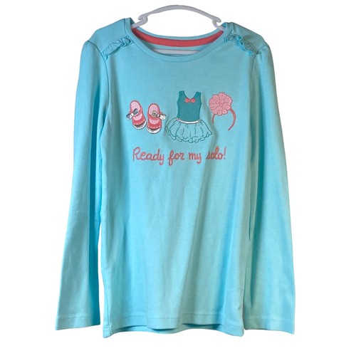 New Gymboree Girls Ballet Top T-Shirt Size 5T Blue Long Sleeve Ready for my Solo