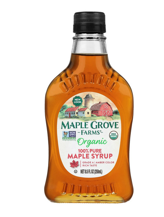 Maple Grove Farms Organic 100% Pure Maple Syrup, Pour Glass 