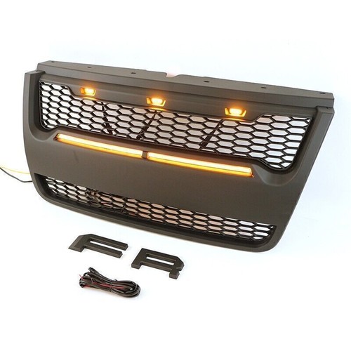 Grille for 2006-2010 FORD Explorer Upper Front Grill Black W/2 LED Bars Letters - Picture 6 of 15