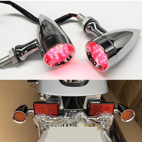 Chrome Motorcycle Bullet LED Turn Signal Running Lights For Harley Triumph Honda - Afbeelding 1 van 12