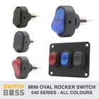 ALL Mini OVAL ROCKER TOGGLE SWITCH ON-OFF - LED Full Dot Illuminated 12v 19x31mm