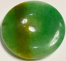 Antique 12.65gm Burmese Jadeite Jade A Icy Green Bi Donut Untreated Pendant Antique 12.65gm Burmese Jadeite Jade A Icy Green Bi Donut Untreated Pendant