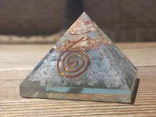 LARGE (50-55mm) ANGELITE ORGONE GEMSTONE PYRAMID LARGE PYRAMID ORGONITE