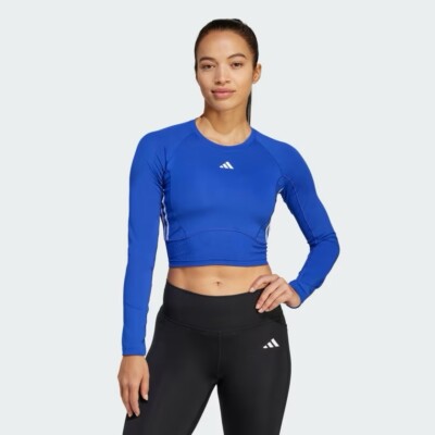 Size L- Adidas Originals Women's Train Essentials Long Sleeve Top, Blue.