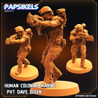 Human Colonial Marine Pvt. Dave Olsen Papsikels Miniature AvP, Aliens