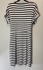 Striped Black & White Chaps Belted Short Sleeve Dress XL
