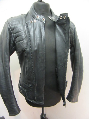 GIACCA MOTO PELLE VINTAGE LOUIS TAGLIA UKS, ANNI 80 QUALITÀ ASSO - Foto 16 di 22