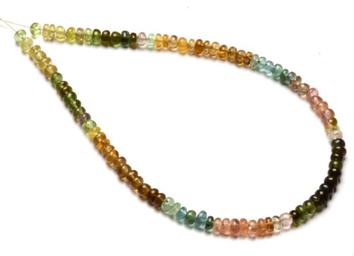 Gemas de turmalina arco iris natural tamaño 3,5 mm cuentas lisas en forma de rondelle hilo de 8" - Imagen 4 de 9