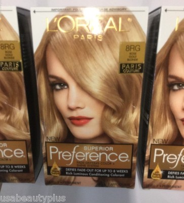 3 X L'Oreal Superior Preference Paris Couture Hair Color ROSE GOLD BLONDE #8RG