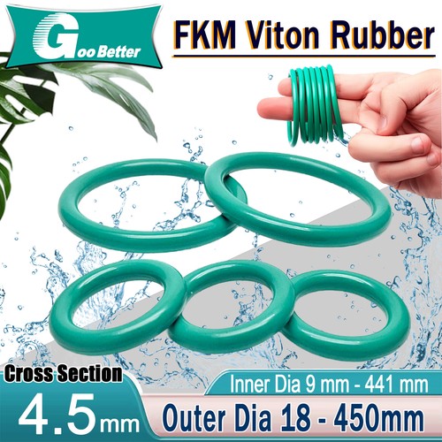 FKM Rubber O-Rings Metric Washers 4.5mm Cross Section 9mm-441mm ID 0 ring Green - Picture 1 of 34
