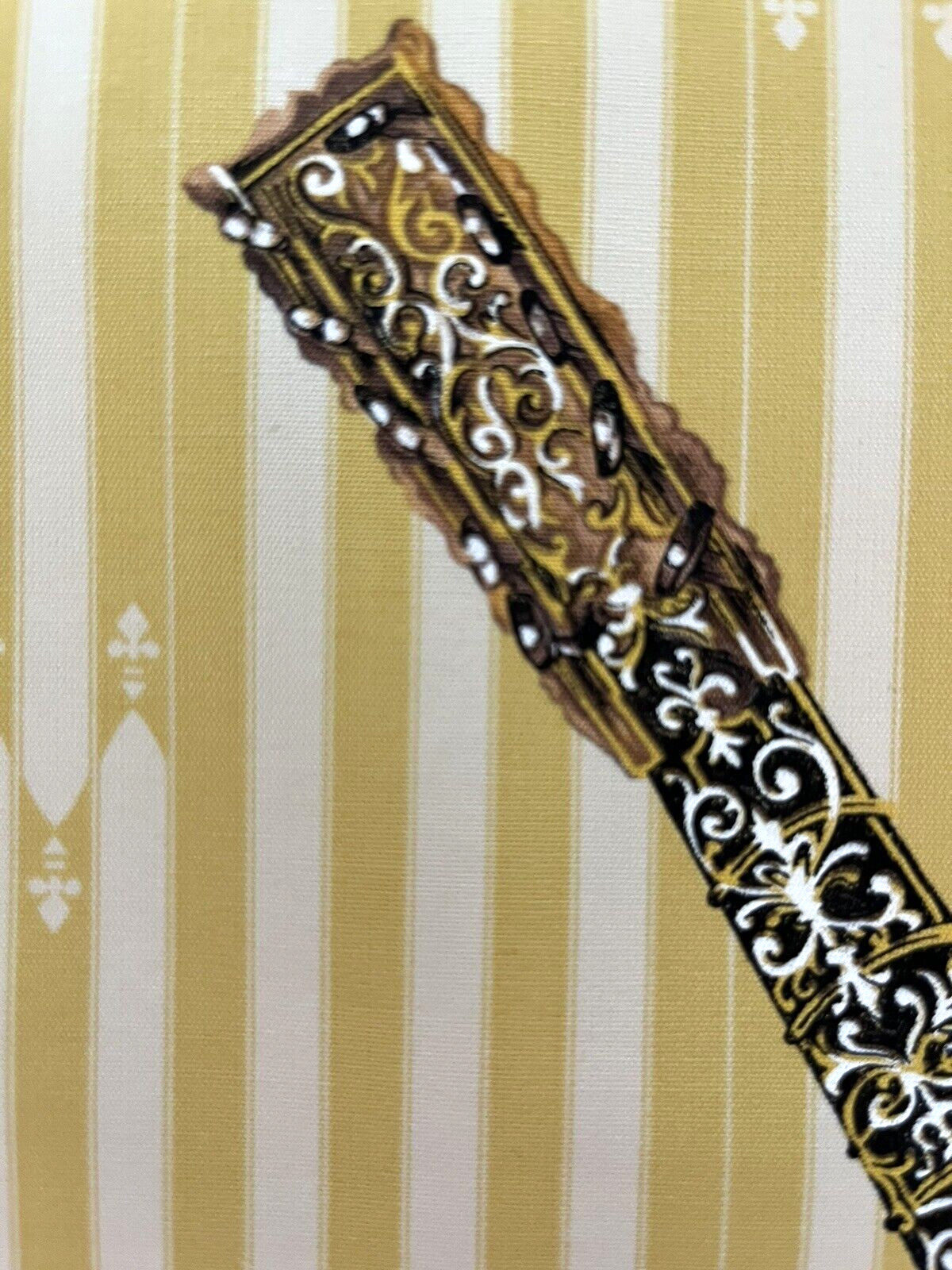 BERGAMO FABRICS -GUITAR design-yellow/blk/brn/coral/grey-Italian cotton-27"x18"L