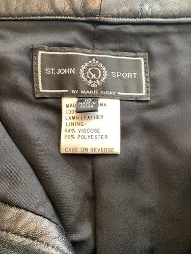 ST. JOHN SPORT BY MARIE GRAY WOMENS LAMB LEATHER PANTS SZ 10 BLACK STRAIGHT LEG - Picture 9 of 9