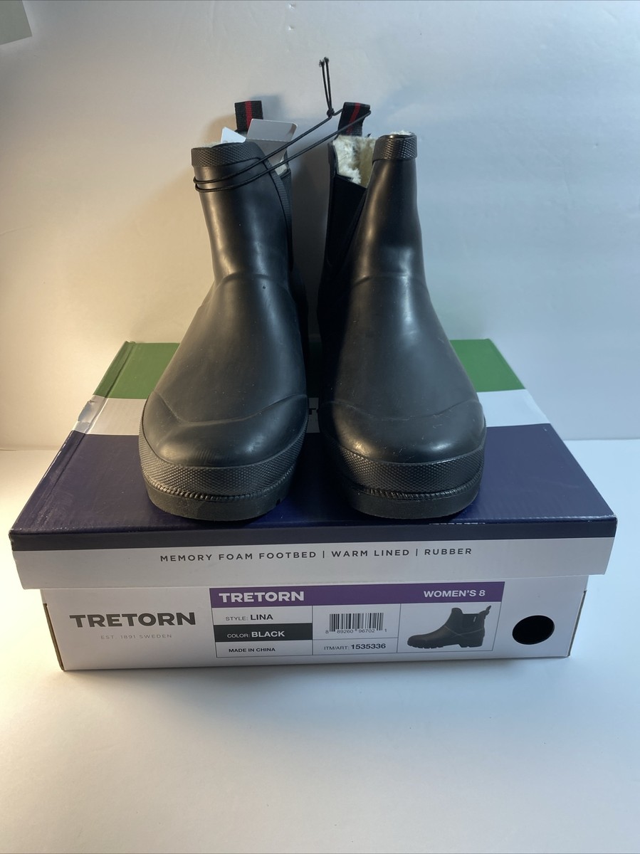 Tretorn Women's Lina Short Rain Boot Waterproof, Black, Size