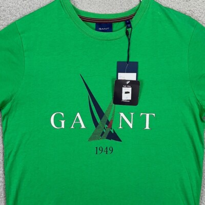 Gant T-Shirt Mens Medium Green 100% Cotton Crewneck Short Sleeve Tee Casual NEW