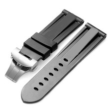 FIT FOR PANERAI WATCH 22/20MM BLACK RUBBER DIVE STRAP CLASP BUCKLE MXE07XDG