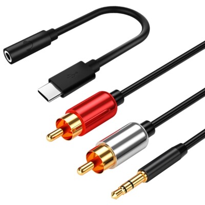 High Efficiency Type C to 3.5mm Jack Audio Adapter + RCA Cable Fits Google Pixel