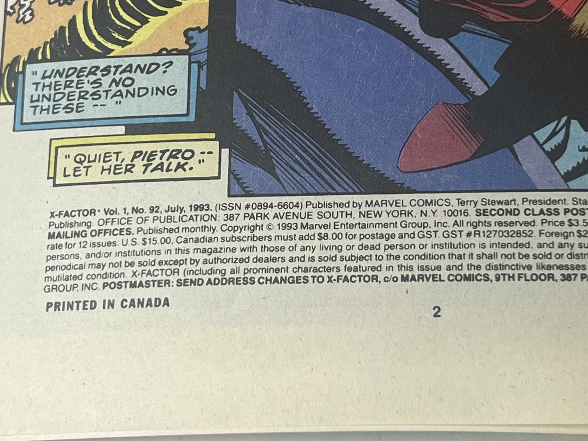 Marvel Comics X Factor X-Men Anniversary Issue #92 Fatal